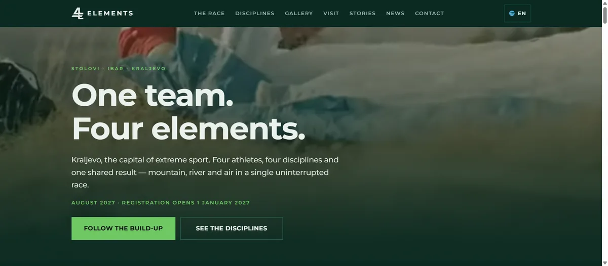 The 4 Elements race website homepage