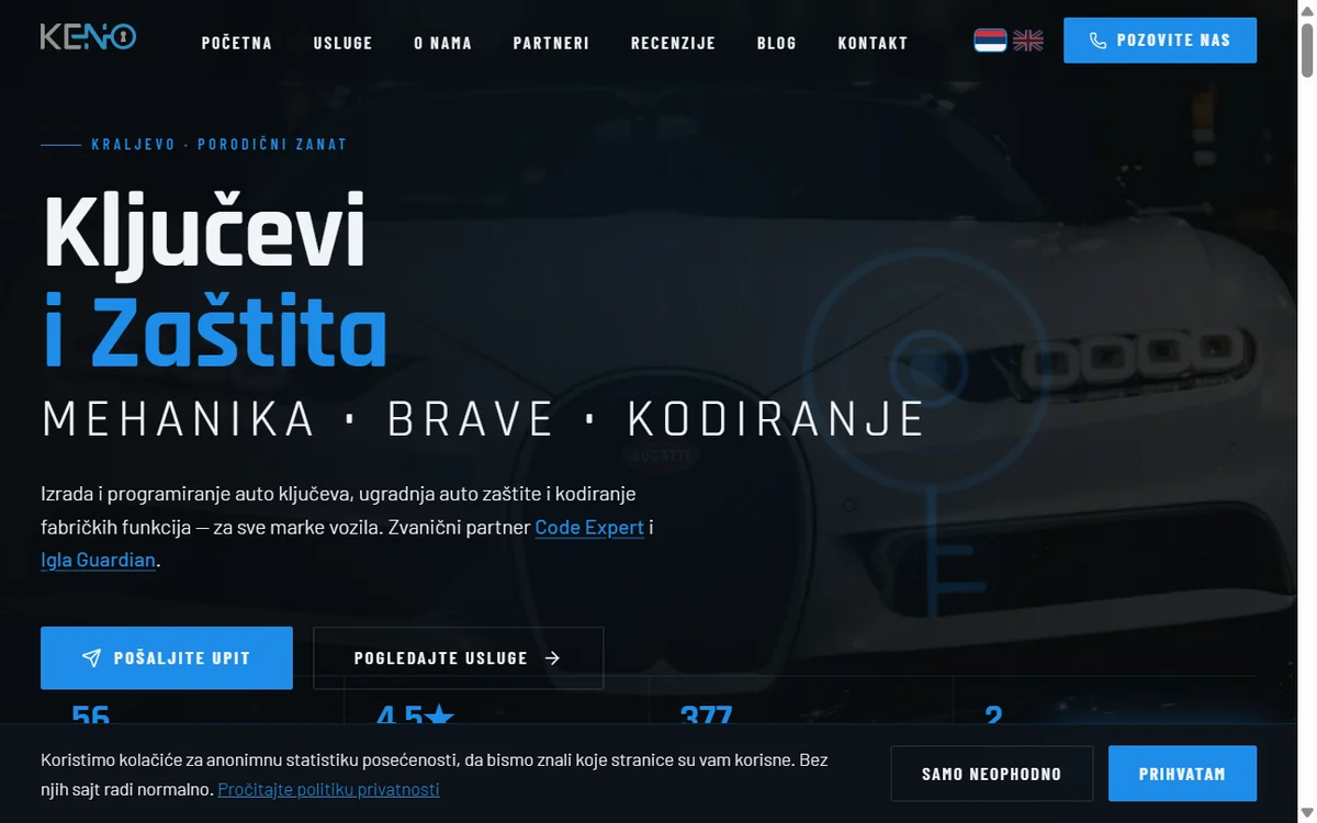 The Servis Keno website homepage