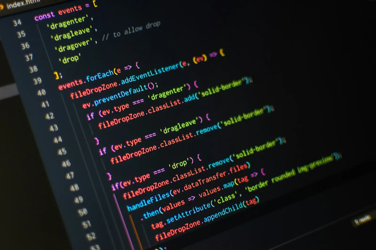HTML code on a monitor