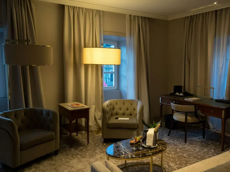 A warm, comfortable hotel room